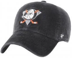 Forty Seven 47 Brand Anaheim Ducks Corduroy Black Clean Up Curved Visor Strapback Cap NHL