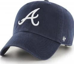 Forty Seven 47 Brand Atlanta Braves Navy Clean Up Curved Visor Strapback Cap