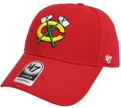 Forty Seven 47 Brand Chicago Blackhawks C Logo MVP Curved Visor Snapback Cap Red NHL