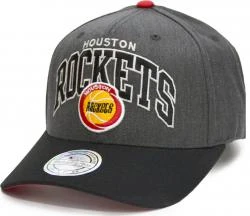 Mitchell & Ness Houston Rockets G2 Arch INTL845 Charcoal 110 Curved Eazy NBA Flexfit Snapback Cap One Size