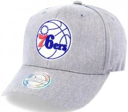 Mitchell & Ness Philadelphia 76ers Team Heather Grey Classic Red Stretch Snapback Cap One Size