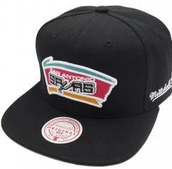 Mitchell & Ness San Antonio Spurs Black English Dropback Snapback HWC Cap Kappe Basecap