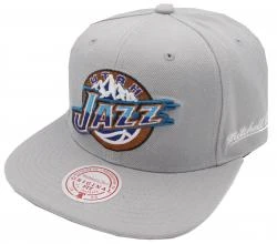 Mitchell & Ness Utah Jazz Grey English Dropback Snapback HWC Cap Kappe Basecap