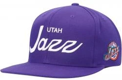 Mitchell & Ness Utah Jazz Vintage Script Purple Hardwood Classics Snapback Cap Kappe Basecap
