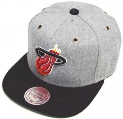 Mitchell & Ness And Miami Heat NP64Z Heather Grey Strapback Cap Basecap