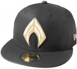 New Era Aquaman Logo Black Gold 59fifty 5950 Fitted Cap DC Comics Kappe Limited Edition