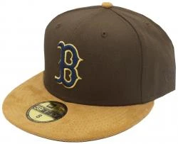 New Era Boston Red Sox Brown Suede Undervisor Cooperstown Sidepatch 59fifty Limited Edition Fitted Cap