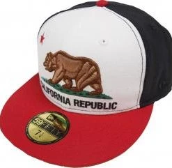 New Era California Edition Cali Republic White Black Red Cap 59fifty Fitted Mens
