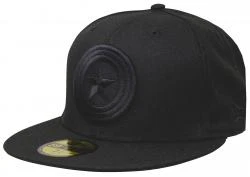 New Era Captain America Black On Black 59fifty 5950 Fitted Cap Marvel Comics Kappe Limited Edition