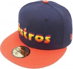 New Era Houston Astros Cooperstown Navy Orange Rainbow Cap 59fifty 5950 Fitted MLB Limited Edition