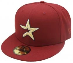 New Era Houston Astros Red Gold Cooperstown Sidepatch 59fifty Limited Edition Fitted Cap