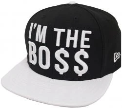 New Era Kingpin Boss Snapback Cap Black White Leather 9fifty 950 OSFA Basecap Limited Edition