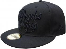 New Era LA Los Angeles Dodgers Cursive Logo Black On Black Cap 59fifty 5950 Fitted Special Limited Edition