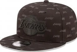 New Era Los Angeles Lakers Monogramm All Over Print All Black Snapback Cap 9fifty 950 S M Basecap
