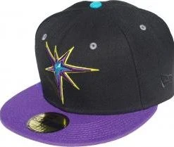 New Era MLB Tampa Bay Devil Rays Black Purple Cap 59fifty 5950 Fitted MLB Limited Edition