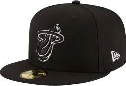 New Era Miami Heat Black White Logo Cap 59fifty 5950 Fitted Limited Edition