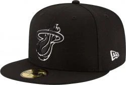 New Era Miami Heat Black White Logo Cap 59fifty 5950 Fitted Limited Edition