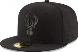 New Era Milwaukee Bucks Black On Black Cap 59fifty 5950 Fitted Men Special Limited Edition