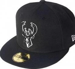 New Era Milwaukee Bucks Black White Logo Cap 59fifty 5950 Fitted NBA Limited Edition