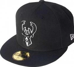 New Era Milwaukee Bucks Black White Logo Cap 59fifty 5950 Fitted NBA Limited Edition