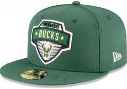 New Era Milwaukee Bucks Official NBA Tip Off 2020 59fifty 5950 Fitted Cap Dark Green