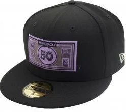 New Era Monopoly Fifty Dollar Bill Black Purple 59fifty Limited Edition Fitted Cap