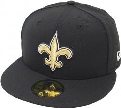 New Era New Orleans Saints Solid Black On Field NFL Cap 59fifty 5950 Fitted Limited Edition