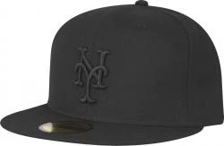 New Era New York Mets Black On Black Cap 59fifty 5950 Fitted Special Limited Edition