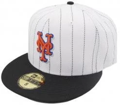 New Era New York Mets Pinstripe White Black Cooperstown Sidepatch 59fifty Limited Edition Fitted Cap