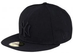New Era New York Yankees Cap Black On Black 59fifty Basic Fitted 5950 MLB Mens