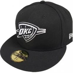 New Era Oklahoma City Thunder NBA Black White 59fifty Fitted Cap Limited Edition