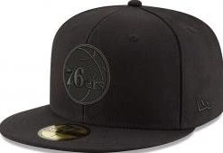 New Era Philadelphia 76ers Black On Black Cap 59fifty 5950 Fitted Men Special Limited Edition