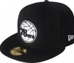 New Era Philadelphia 76ers Black White Logo Cap 59fifty 5950 Fitted NBA Limited Edition