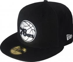 New Era Philadelphia 76ers Black White Logo Cap 59fifty 5950 Fitted NBA Limited Edition