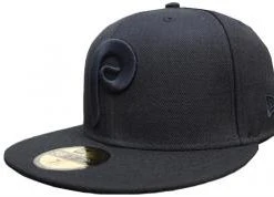 New Era Philadelphia Phillies Cooperstown P Black On Black Cap 59fifty 5950 Fitted Special Limited Edition