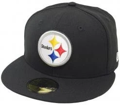 New Era Pittsburgh Steelers Solid Black On Field NFL Cap 59fifty 5950 Fitted Limited Edition