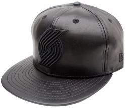 New Era Portland Trail Blazers All Black Fauxleather NBA Snapback Cap 9fifty 950 OSFA Exclusive Limited Edition