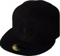 New Era Portland Trail Blazers Black On Black Cap 59fifty 5950 Fitted Limited Edition