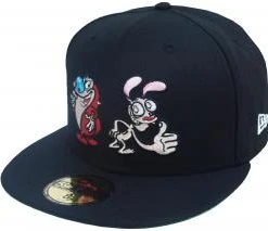 New Era Ren And Stimpy Character Logo Black Nickelodeon Cap 59fifty 5950 Fitted Limited Edition