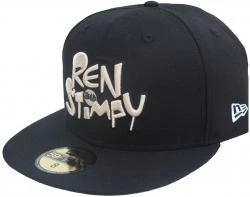 New Era Ren And Stimpy Script Logo Black Nickelodeon Cap 59fifty 5950 Fitted Limited Edition