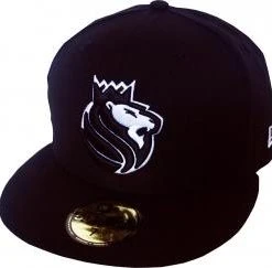 New Era Sacramento Kings Black White Lionball Logo Cap 59fifty 5950 Fitted Limited Edition