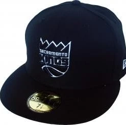 New Era Sacramento Kings Black White Logo Team Name Cap 59fifty 5950 Fitted Limited Edition
