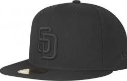 New Era San Diego Padres Black On Black Cap 59fifty 5950 Fitted Special Limited Edition