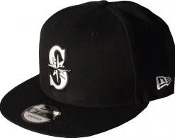 New Era Seattle Mariners MLB Black White Logo Snapback Cap 9fifty Limited Edition