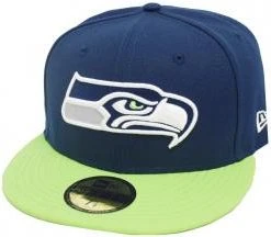 New Era Seattle Seahawks Navy Green 2 Tone On Field NFL Cap 59fifty 5950 Fitted Limited Edition