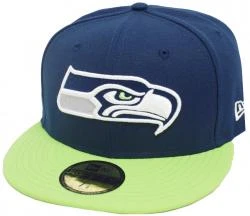 New Era Seattle Seahawks Navy Green 2 Tone On Field NFL Cap 59fifty 5950 Fitted Limited Edition
