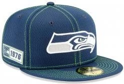 New Era Seattle Seahawks Navy Green Sideline ONF 19 Road 59fifty 5950 Fitted Cap NFL