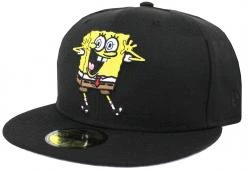 New Era Spongebob Squarepants Black Cap 59fifty 5950 Fitted Nickelodeon Limited Custom Edition