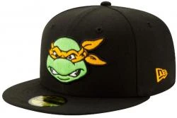 New Era Teenage Mutant Ninja Turtles Michelangelo Black Orange Cap 59fifty 5950 Fitted Limited Custom Edition