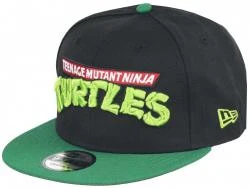 New Era Teenage Mutant Ninja Turtles TMNT Logo Script Black Kelly Snapback Cap 9fifty 950 OSFA Limited Custom Edition